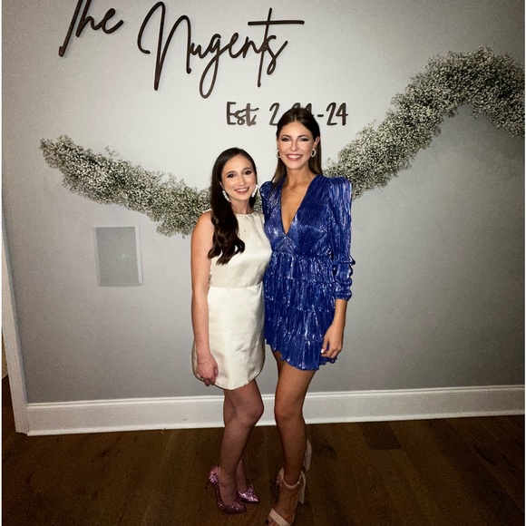 Lovers and Friends Blue Metallic Ruffle Dress - Picture 4 of 4